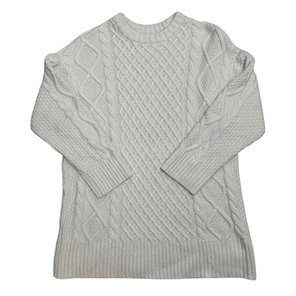 American Eagle Cable‑Knit 3/4 Sleeve Sweater 🤍 Cozy Textured Knit • Size S